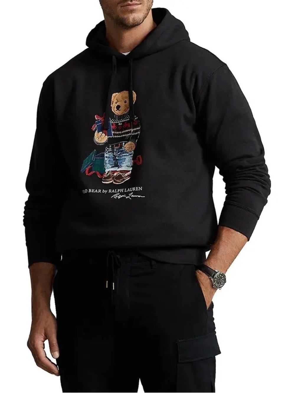Polo by Ralph Lauren Black Bear Graphic Hoodie - Black with Multicolor Bear XXL
